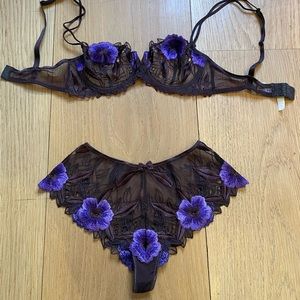 Simone Pérèle Brown/Purple Lace Bra & Panty set